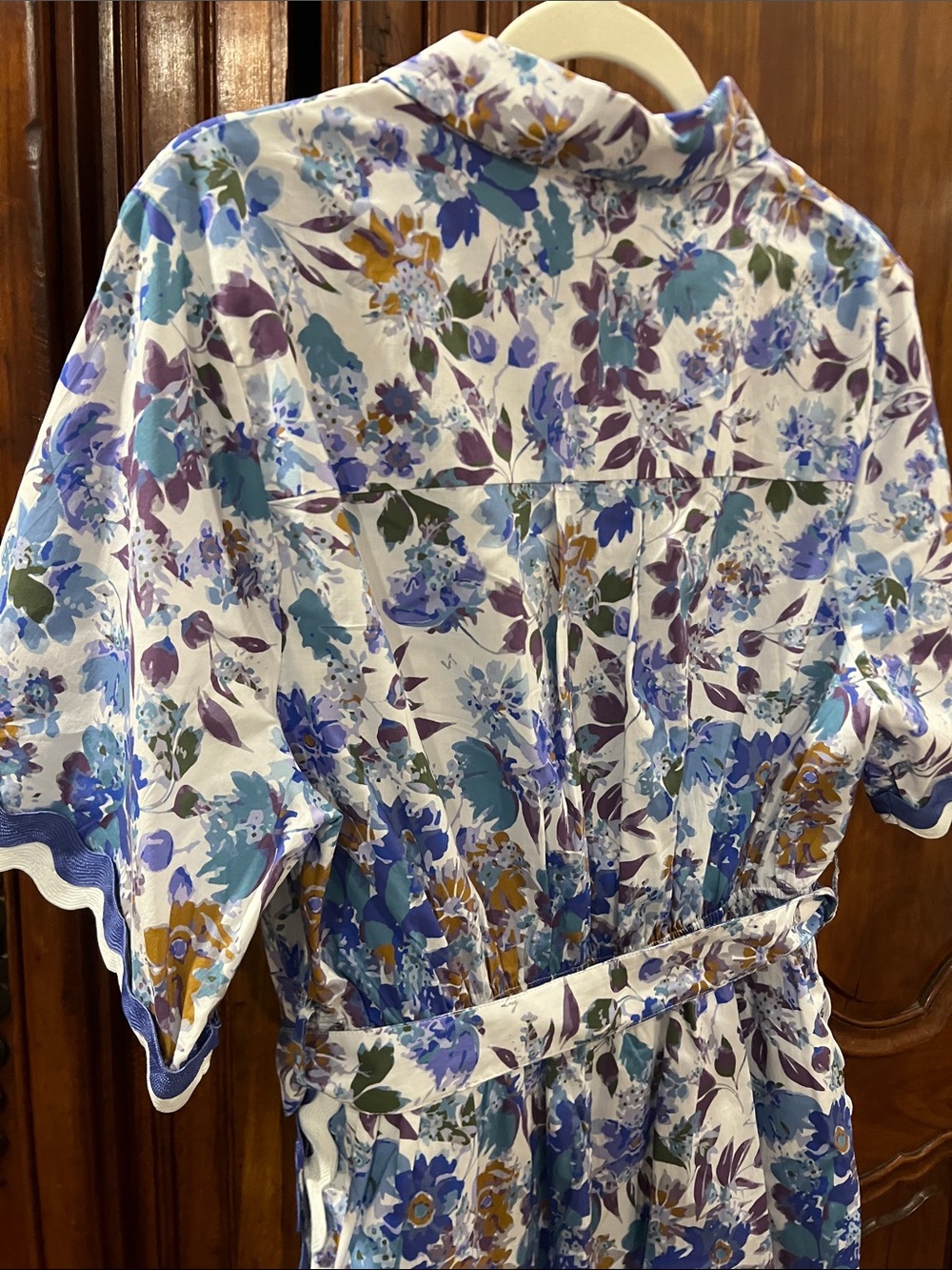 Floral Printed Short Romper in Blue & Purple Size L NEW - Picture 7 of 8